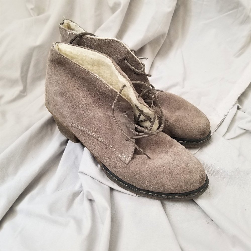 Rieker Gray Suade Ankle Bootie  Lamb Wool lined